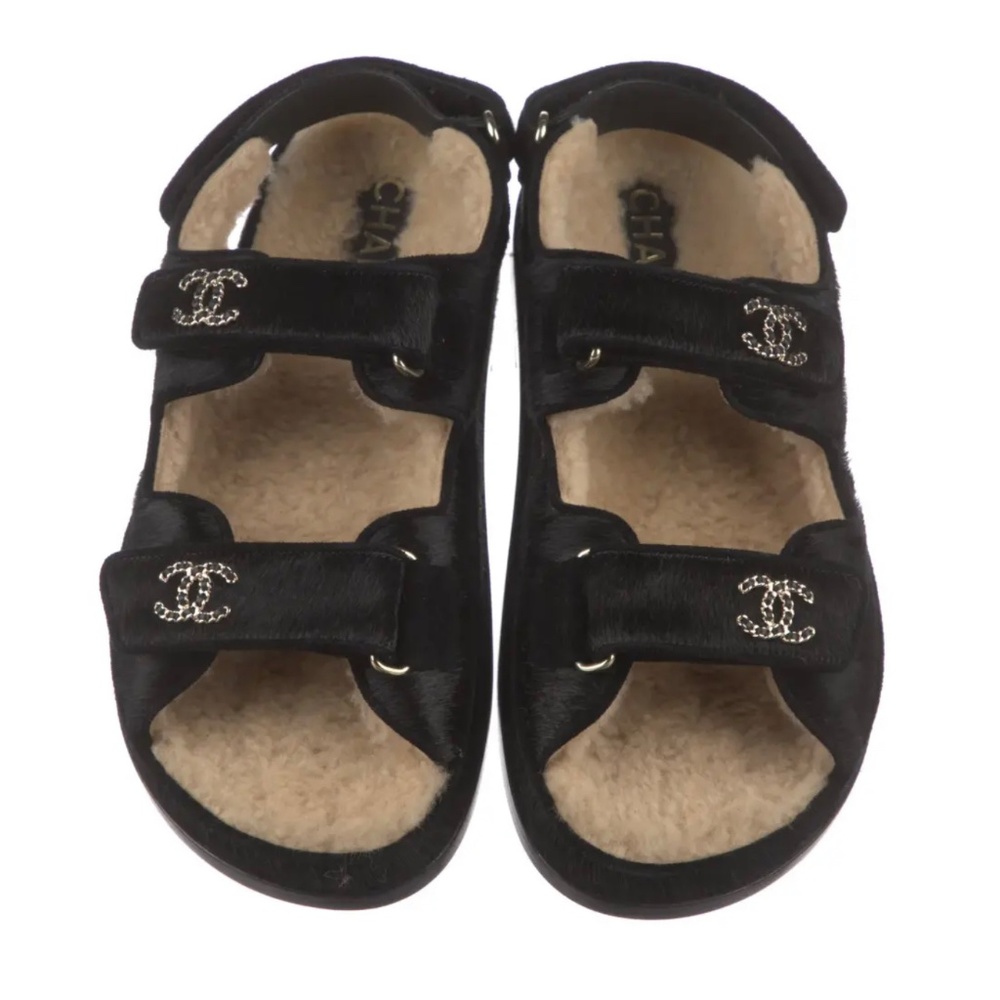 CHANEL PONYHAIR DAD SANDALS 35 Brand New Collectors Item! - Picture 3 of 10